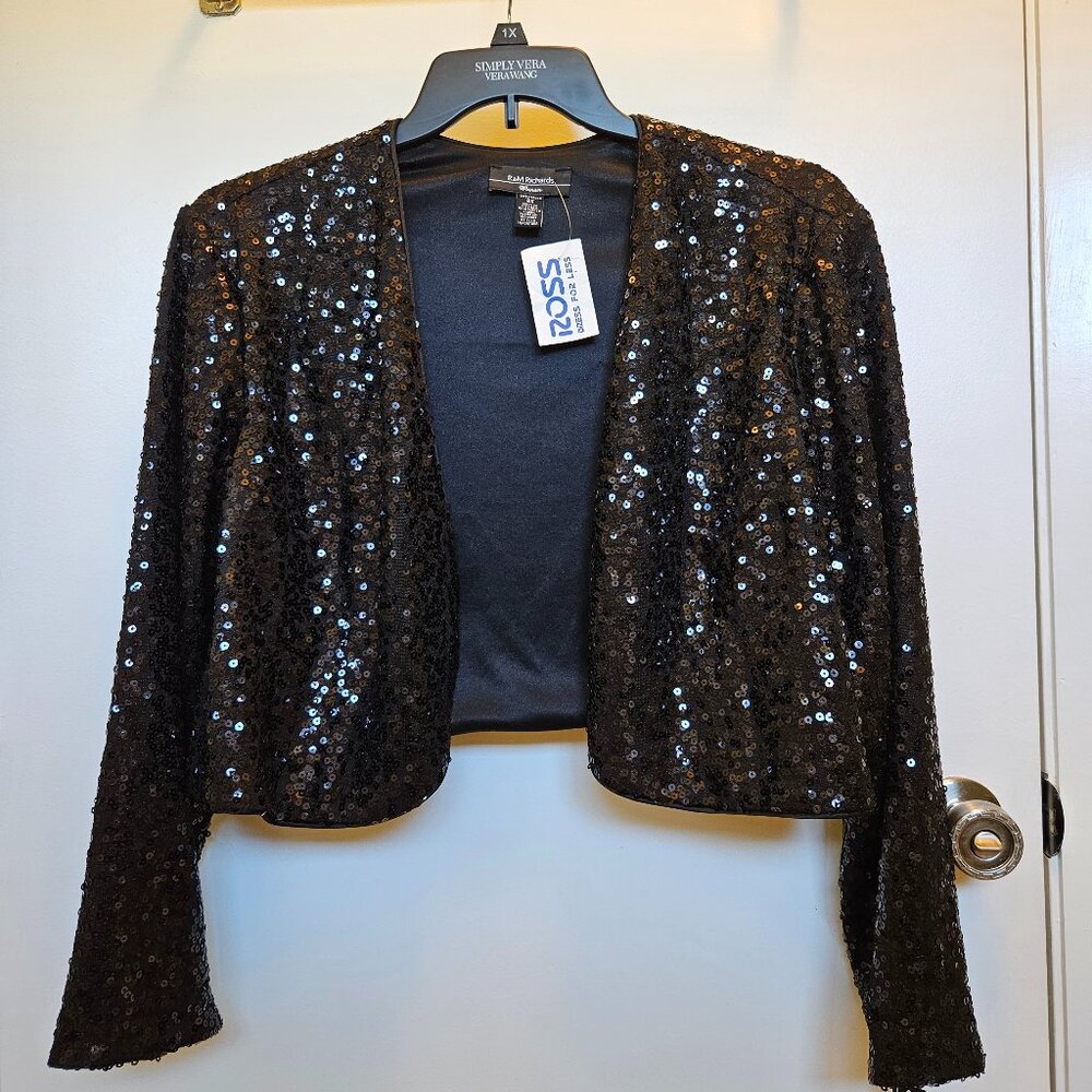 NWT Size 3X R&M Richards Black Sequined Bolero Top